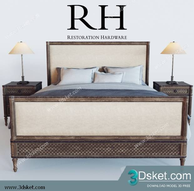 3D Model Bed Free Download Giường 202