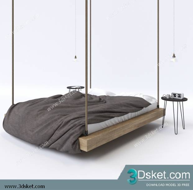 3D Model Bed Free Download Giường 203