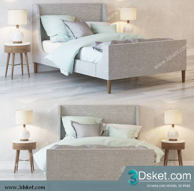 3D Model Bed Free Download Giường 206