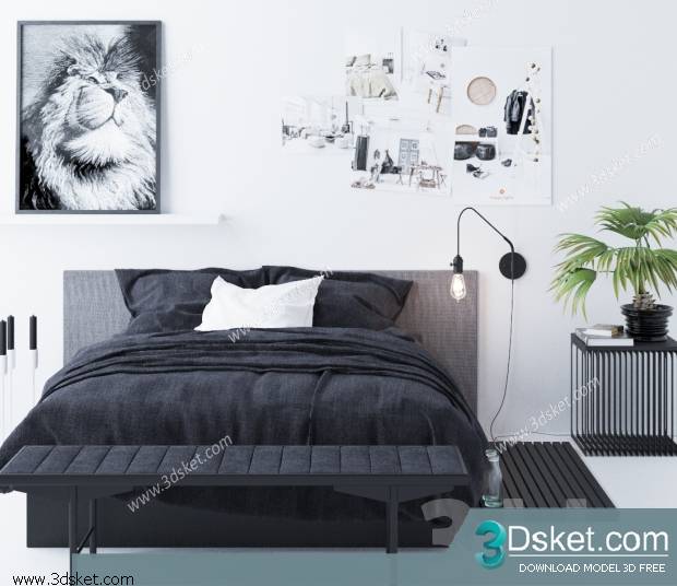 3D Model Bed Free Download Giường 207