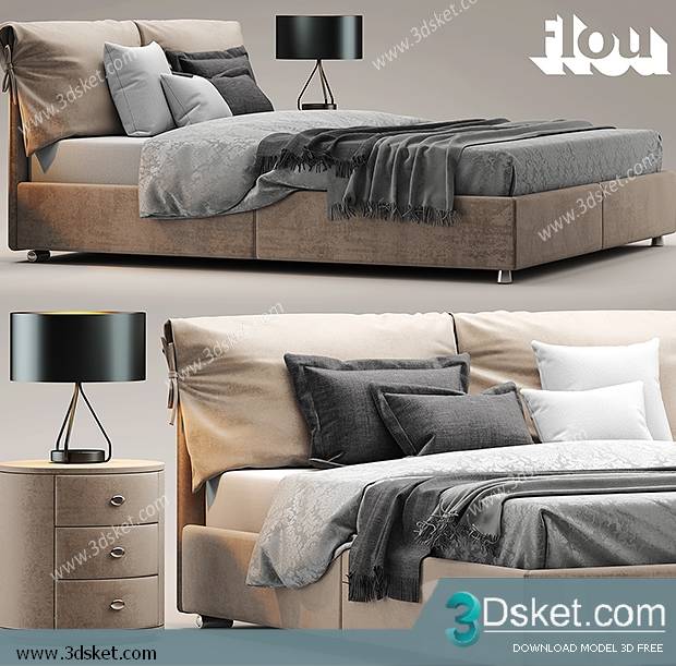 3D Model Bed Free Download Giường 209