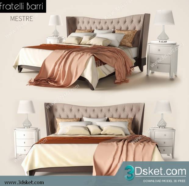 3D Model Bed Free Download Giường 212