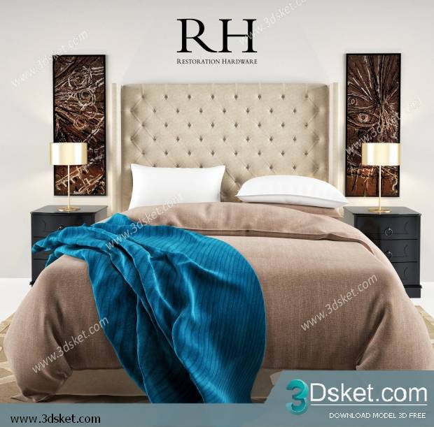 3D Model Bed Free Download Giường 221