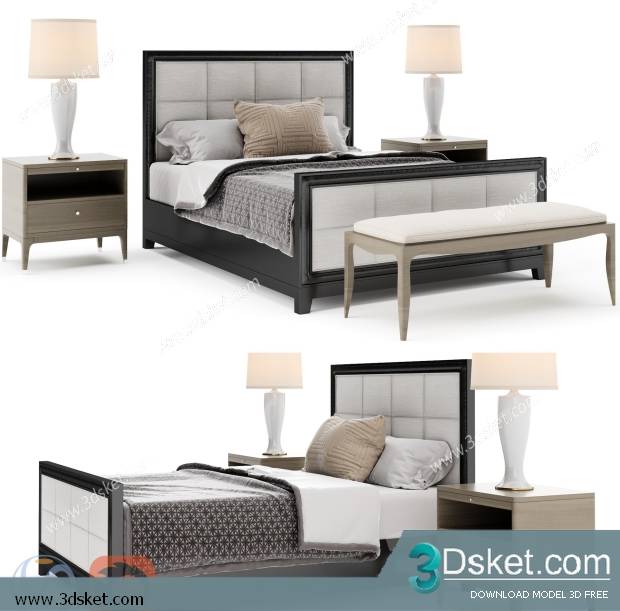 3D Model Bed Free Download Giường 223