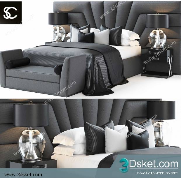 3D Model Bed Free Download Giường 227