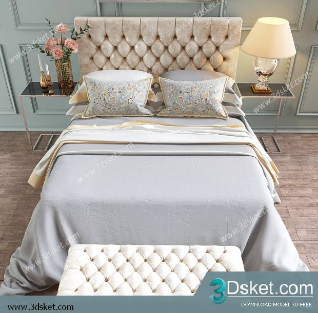 3D Model Bed Free Download Giường 229