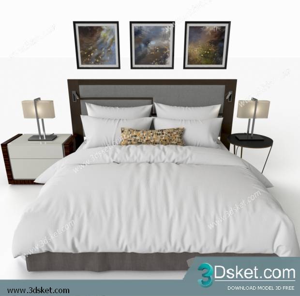 3D Model Bed Free Download Giường 238