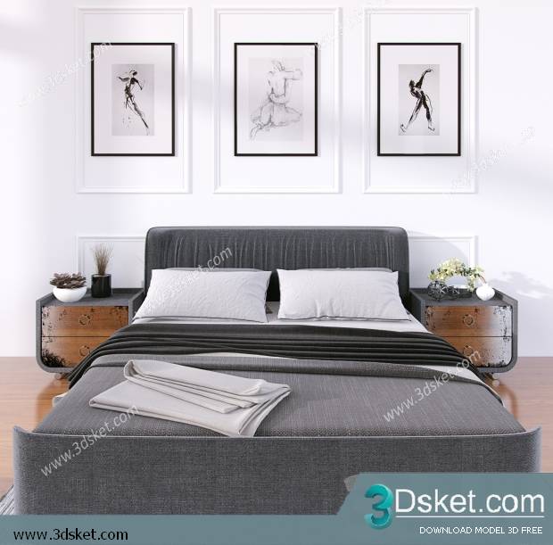 3D Model Bed Free Download Giường 242