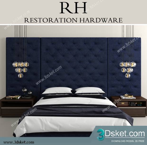 3D Model Bed Free Download Giường 243