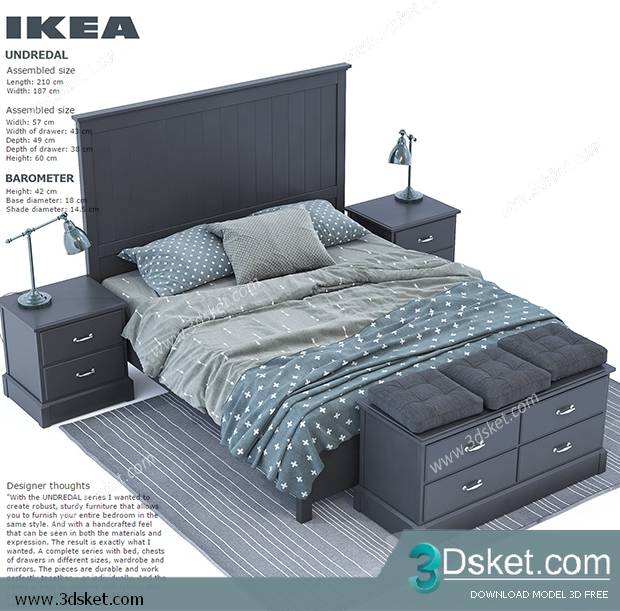 3D Model Bed Free Download Giường 254