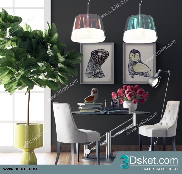 3D Model Table Chair Free Download 0209