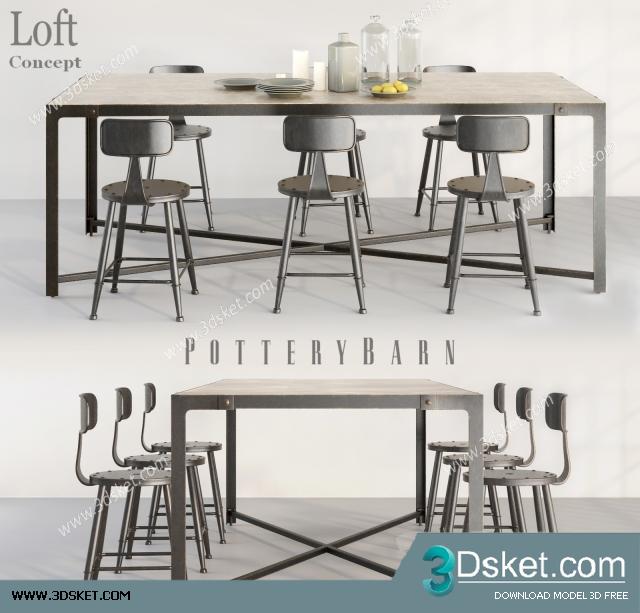3D Model Table Chair Free Download 0212