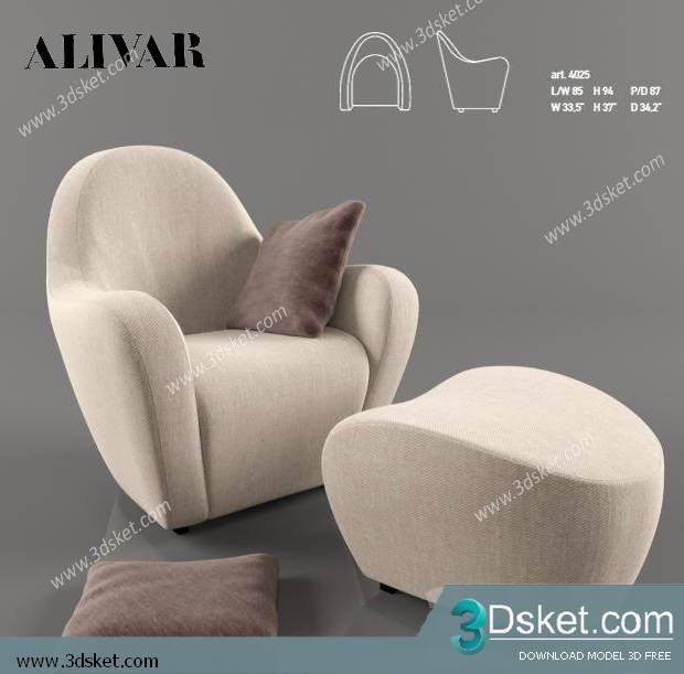 3D Model Arm Chair Free Download 073