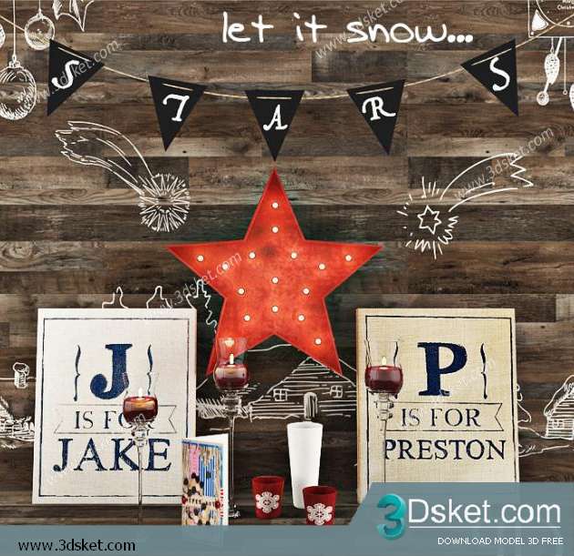 Free Download Decorative set 3D Model 068