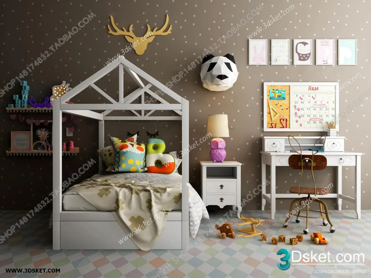 3D Interior Scene Model Children Room 0174 Scene 3dsmax