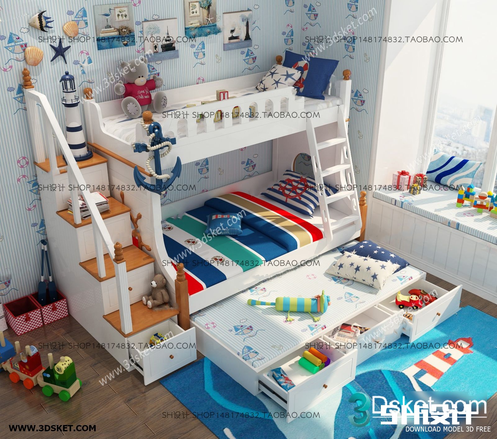 3D Interior Scene Model Children Room 0179 Scene 3dsmax