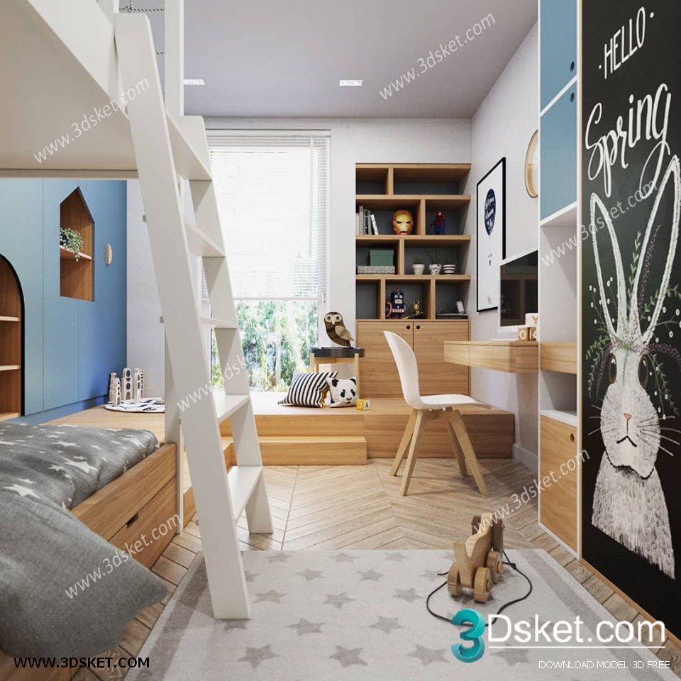 3D Interior Scene Model Children Room 0187 Scene 3dsmax