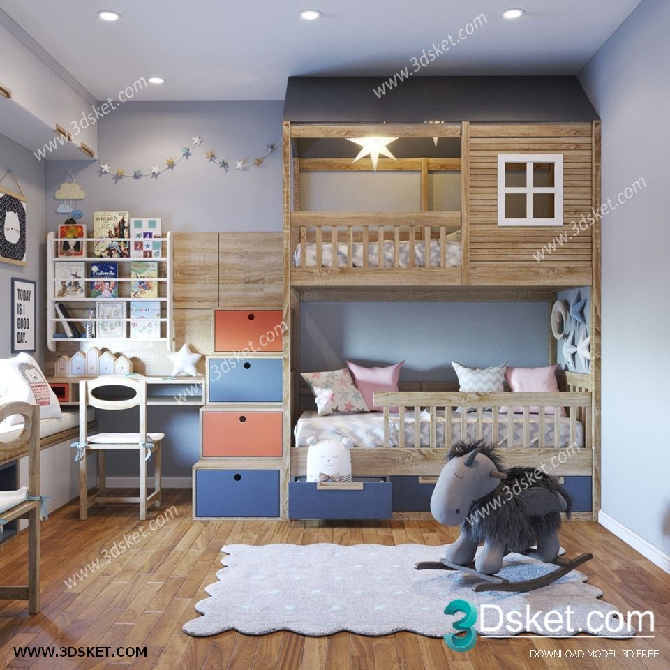 3D Interior Scene Model Children Room 0193 Scene 3dsmax