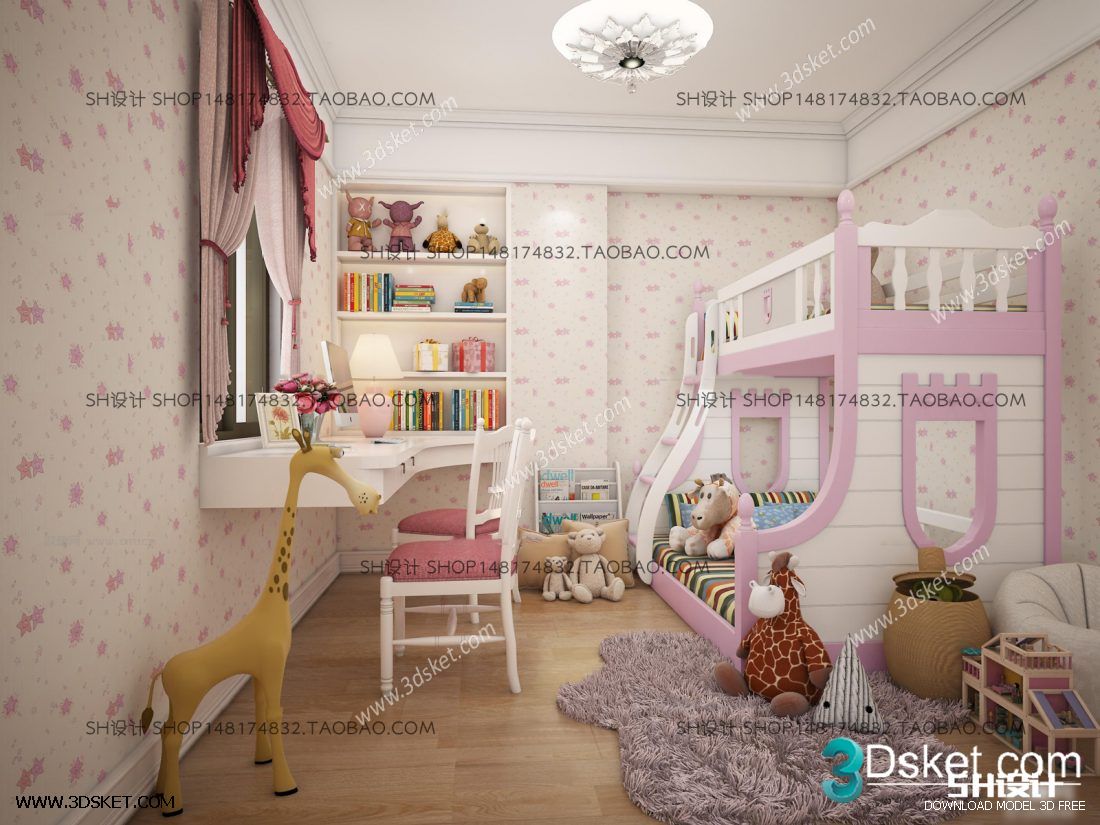 3D Interior Scene Model Children Room 0196 Scene 3dsmax