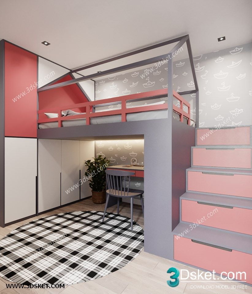 3D Interior Scene Model Children Room 0199 Scene 3dsmax
