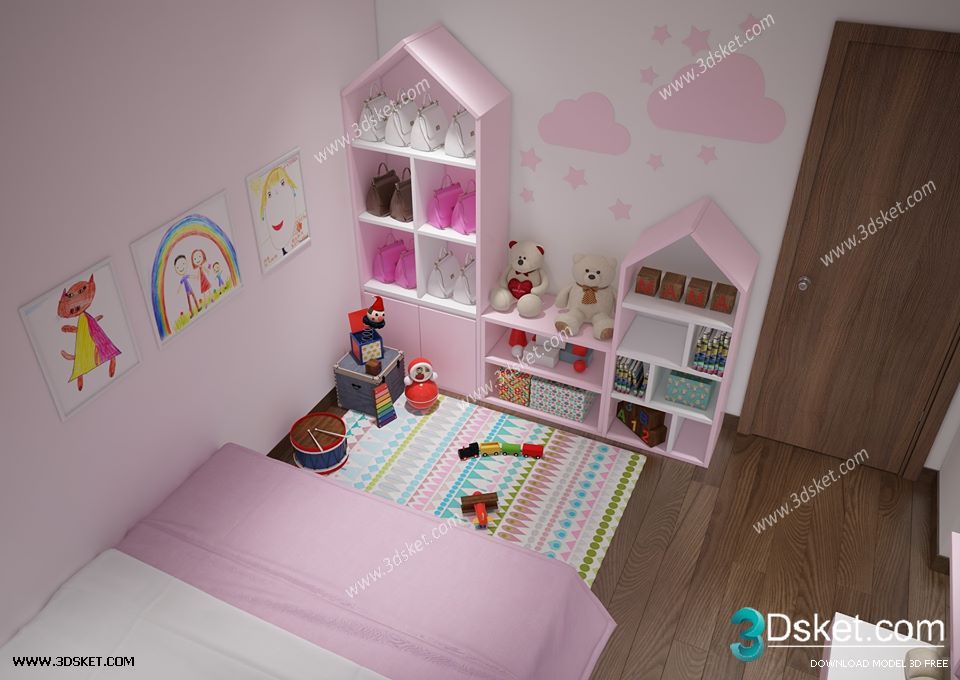 3D Interior Scene Model Children Room 0202 Scene 3dsmax