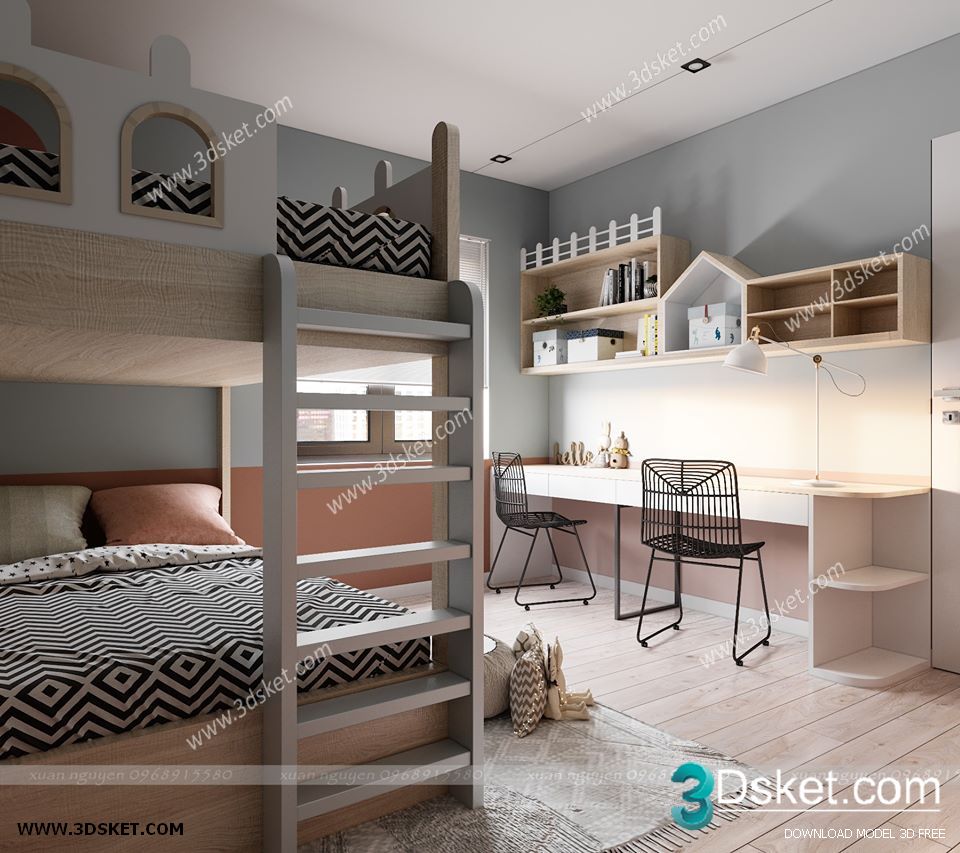 3D Interior Scene Model Children Room 0203 Scene 3dsmax