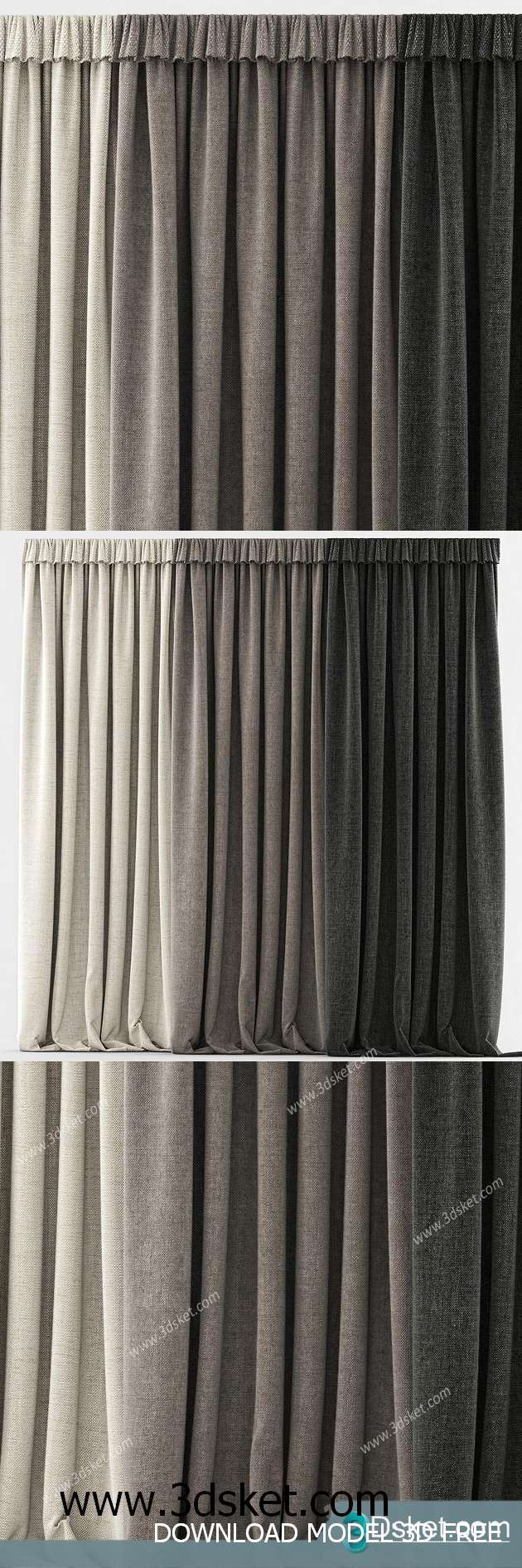 Free Download Curtain 3D Model Rèm 057