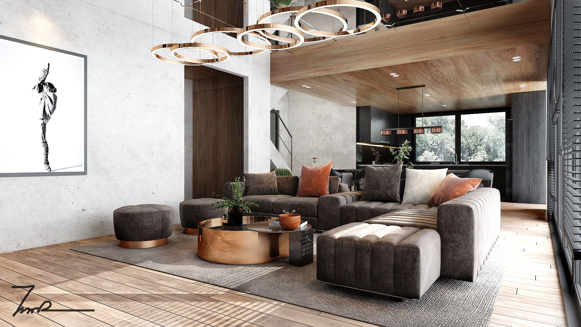 3D Interior Model Kitchen Living room 0196 Scene 3dsmax