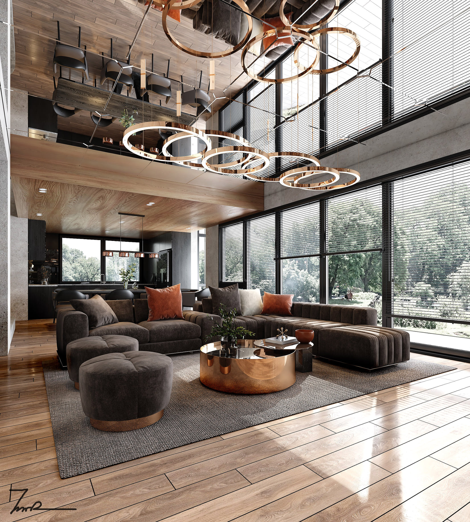 3D Interior Model Kitchen Living room 0196 Scene 3dsmax
