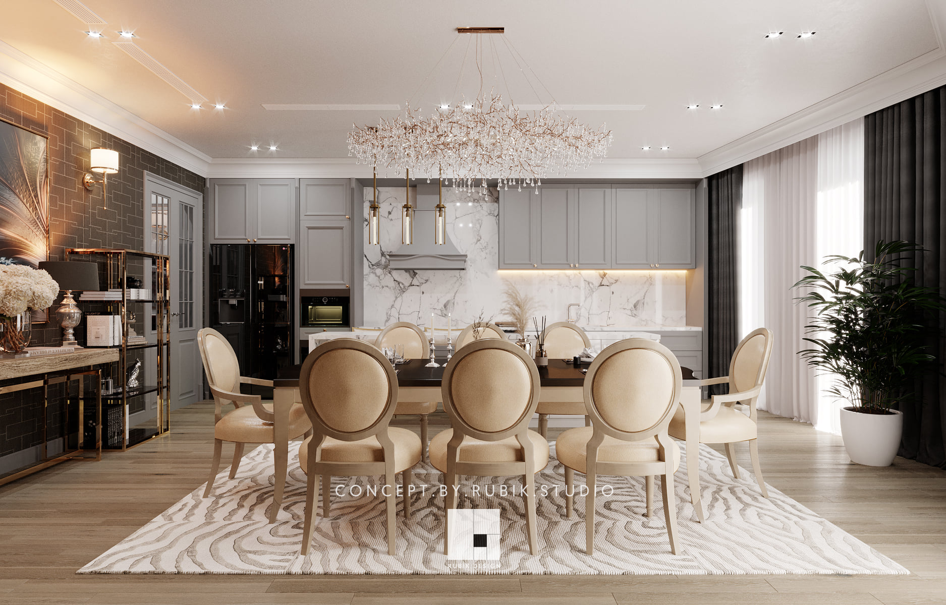 3D Interior Model Kitchen Living room 0203 Scene 3dsmax