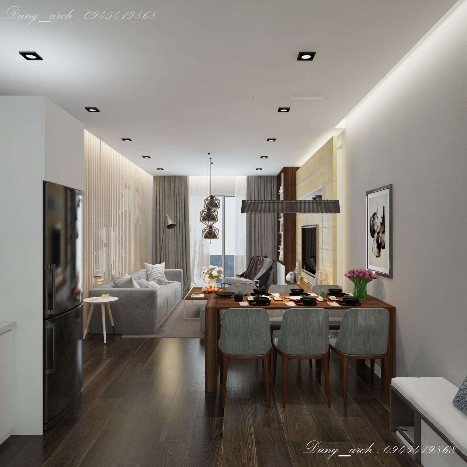 3D Interior Model Kitchen Living room 0205 Scene 3dsmax