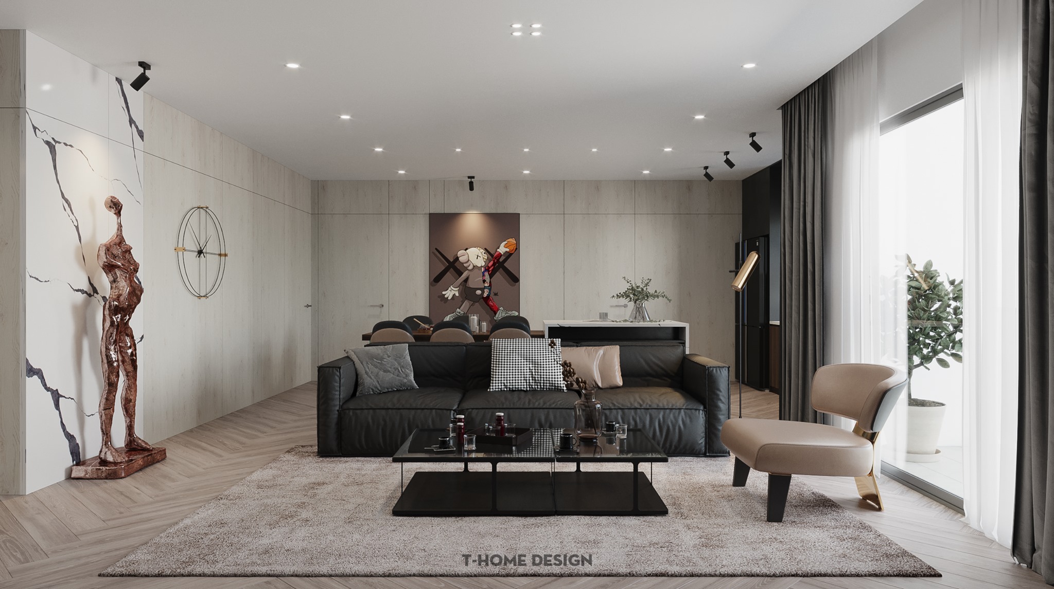 3D Interior Model Kitchen Living room 0208 Scene 3dsmax