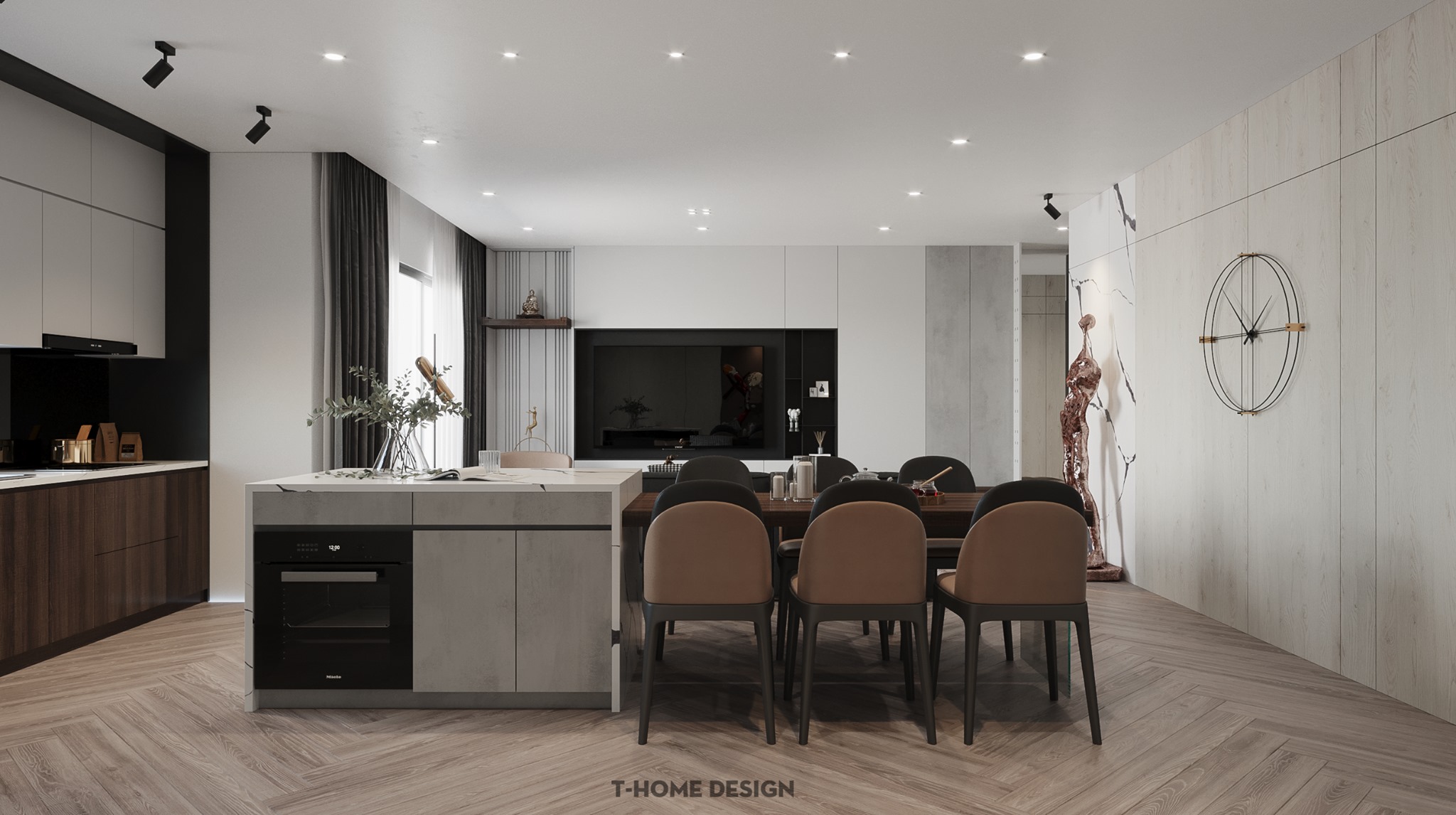 3D Interior Model Kitchen Living room 0208 Scene 3dsmax