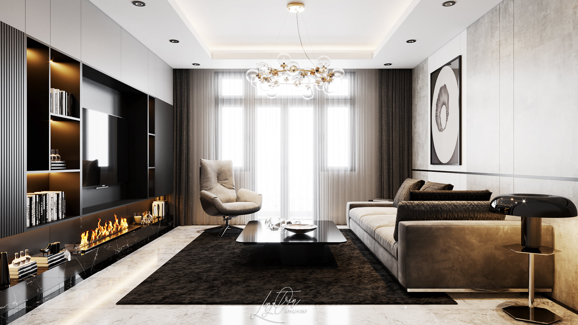 3D Interior Model Kitchen Living room 0217 Scene 3dsmax