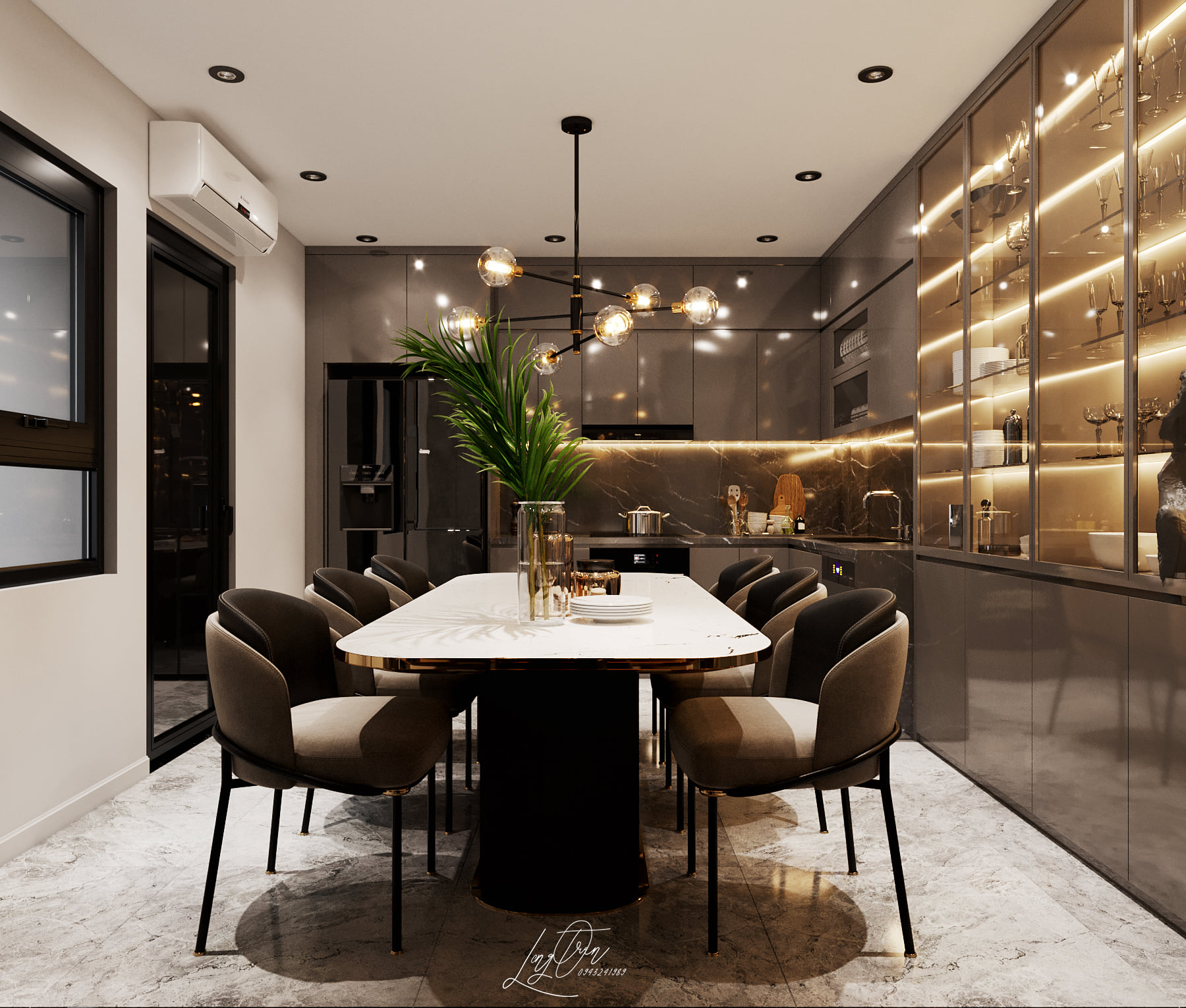 3D Interior Model Kitchen Living room 0217 Scene 3dsmax