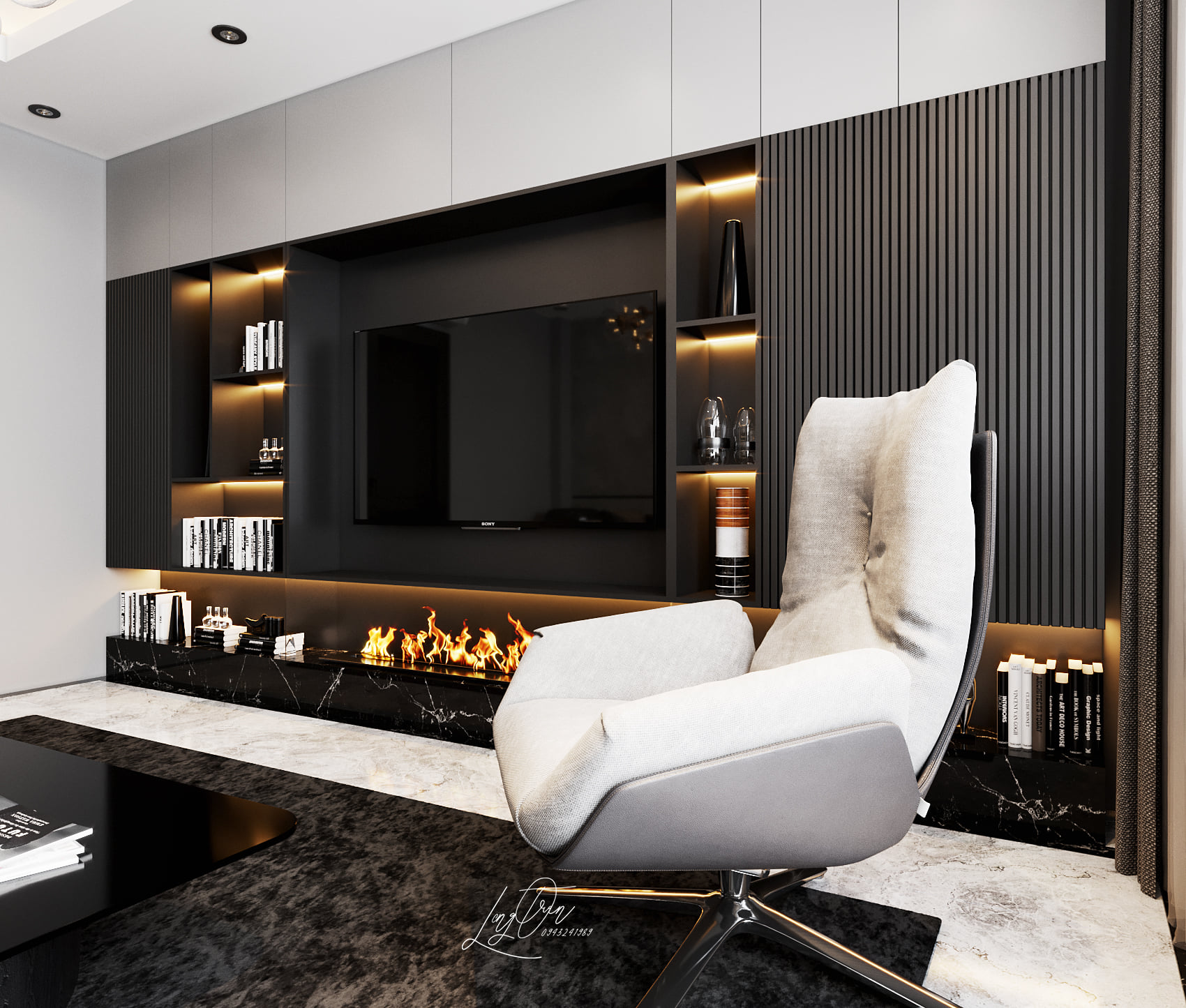 3D Interior Model Kitchen Living room 0217 Scene 3dsmax