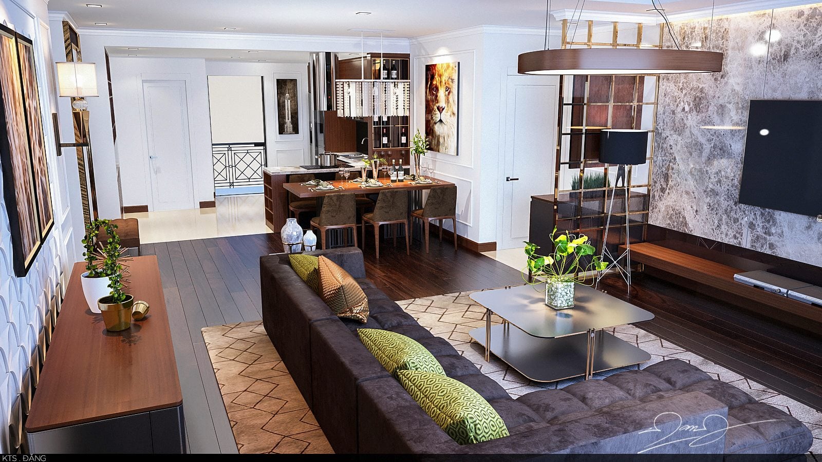 3D Interior Model Kitchen Living room 0220 Scene 3dsmax