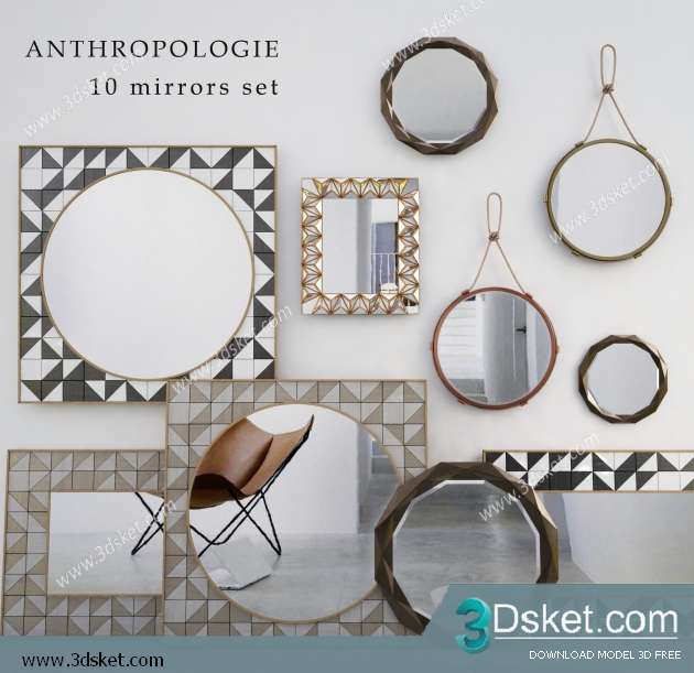 Free Download Mirror 3D Model Gương 058