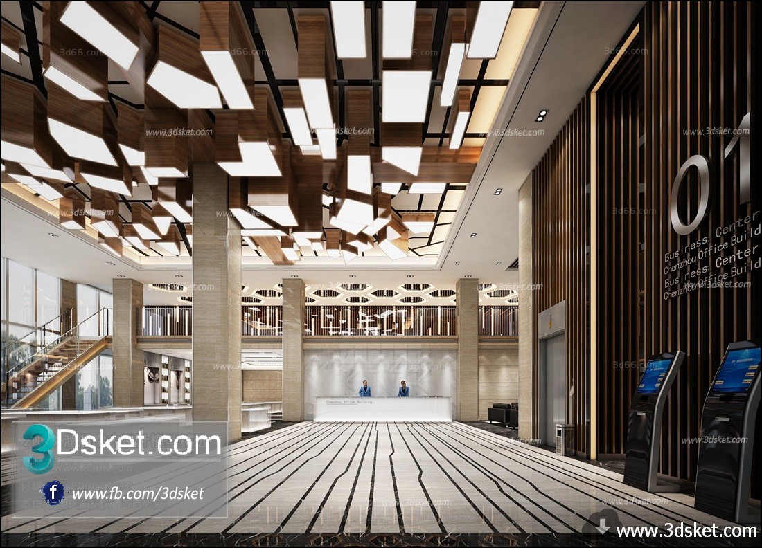 3D Interior Model Reception Space A001 Scene 3dsmax