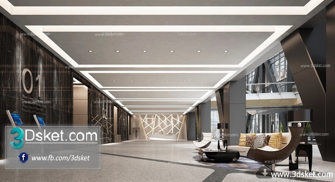 3D Interior Model Reception Space A002 Scene 3dsmax