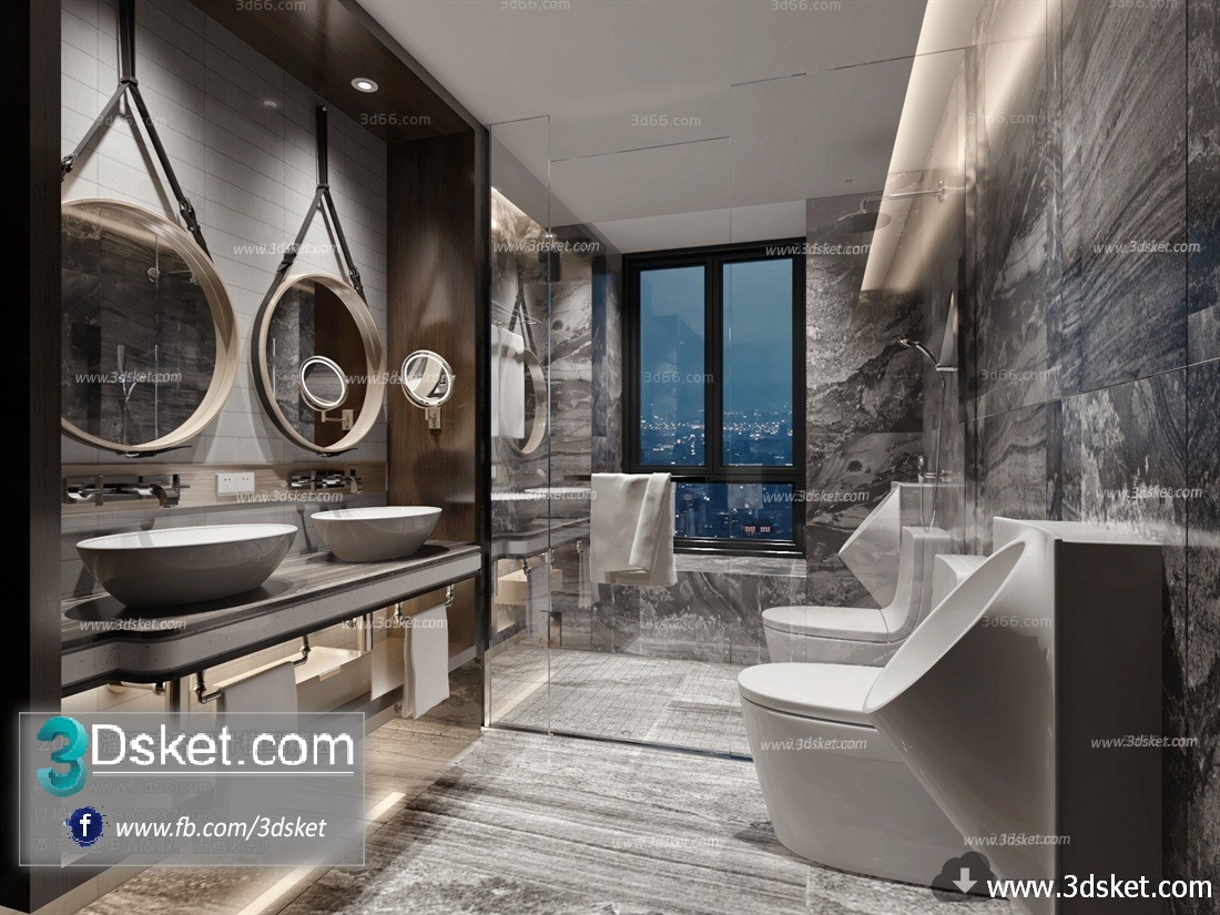 3D Interior Model BathRoom A002 Scene 3dsmax