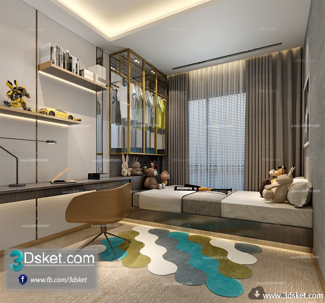 3D Interior Model BedRoom A002 Scene 3dsmax