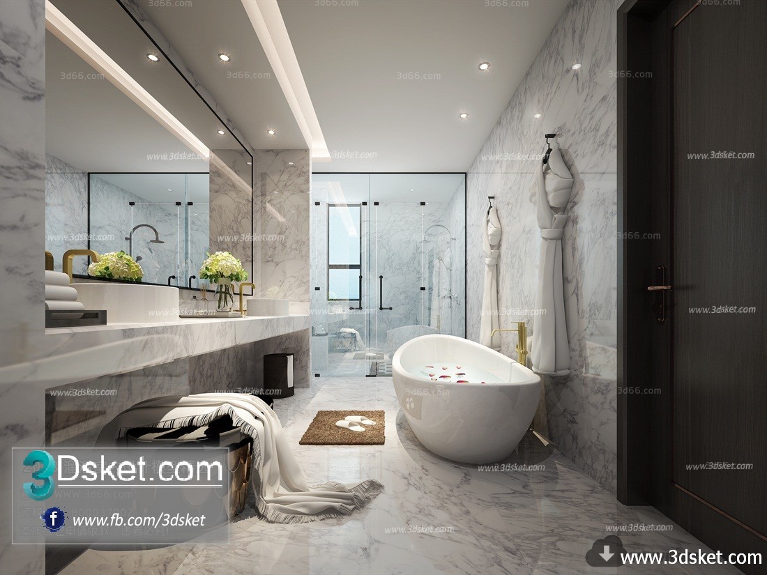 3D Interior Model BathRoom A003 Scene 3dsmax