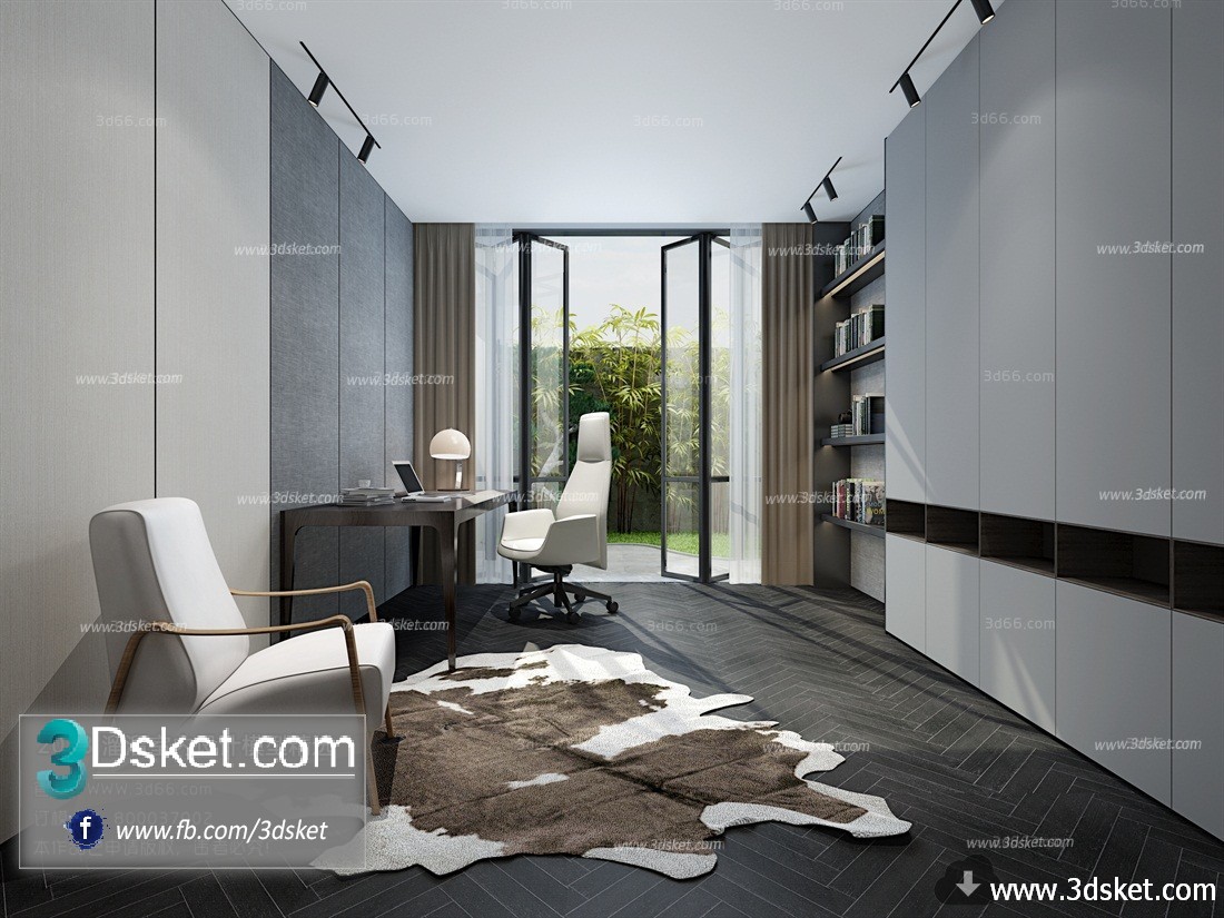 3D Interior Model Work Room A003 Scene 3dsmax