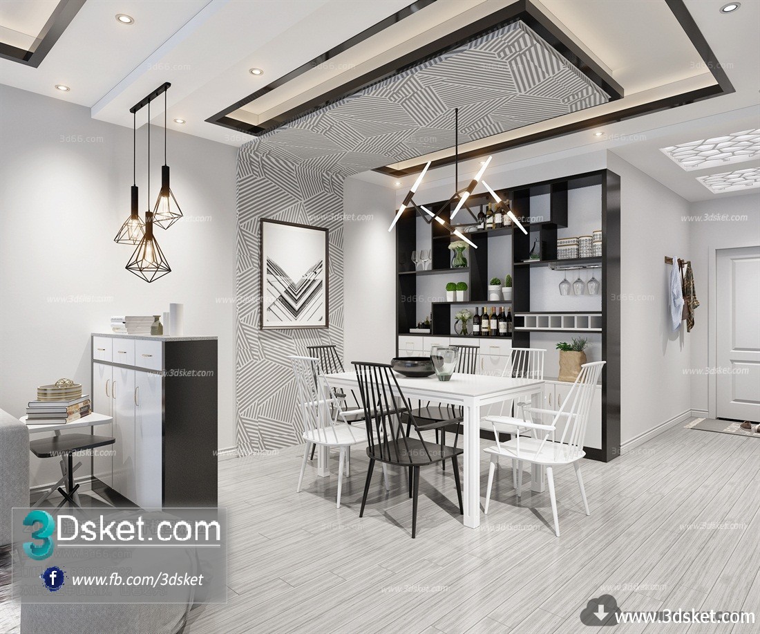 3D Interior Model Kitchen Room A004 Scene 3dsmax