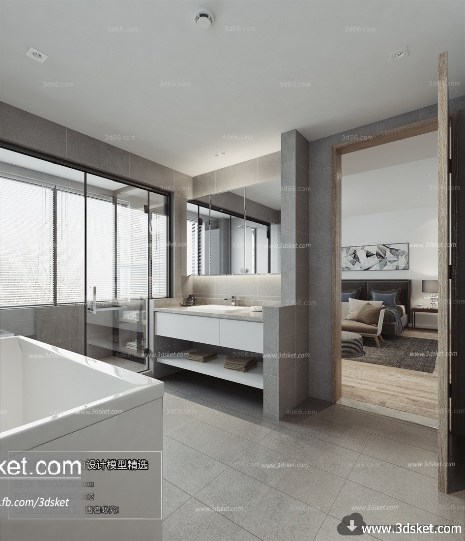 3D Interior Model BathRoom A004 Scene 3dsmax