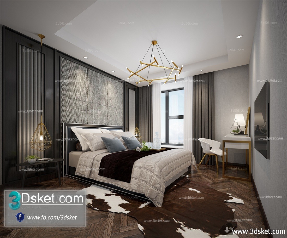 3D Interior Model BedRoom A004 Scene 3dsmax