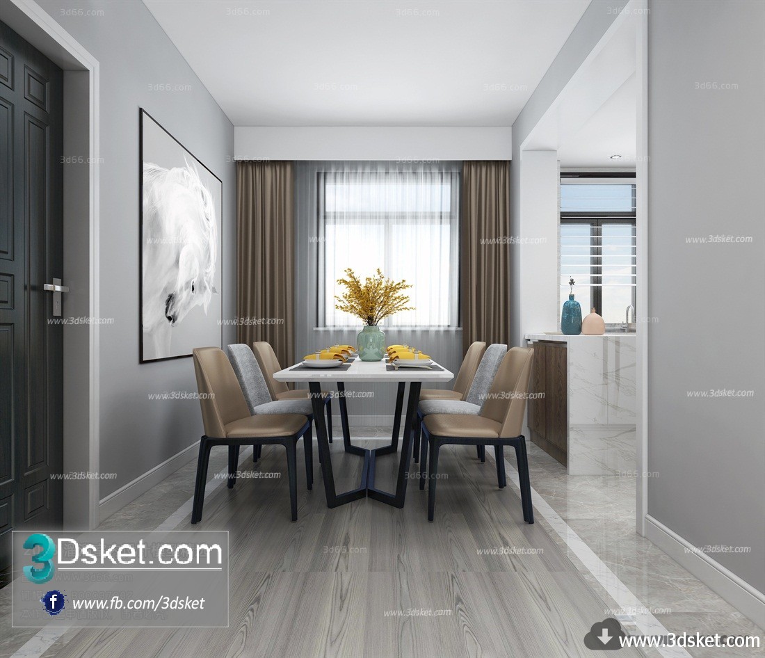 3D Interior Model Kitchen Room A005 Scene 3dsmax