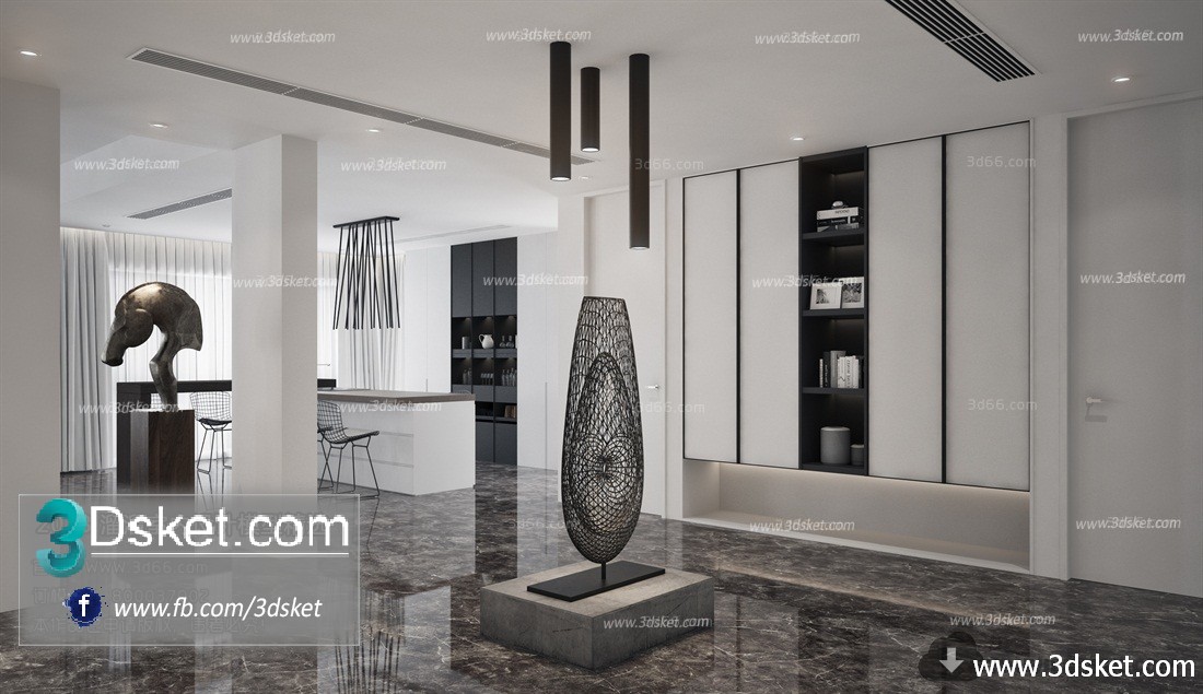 3D Interior Model Housing Space A005 Scene 3dsmax