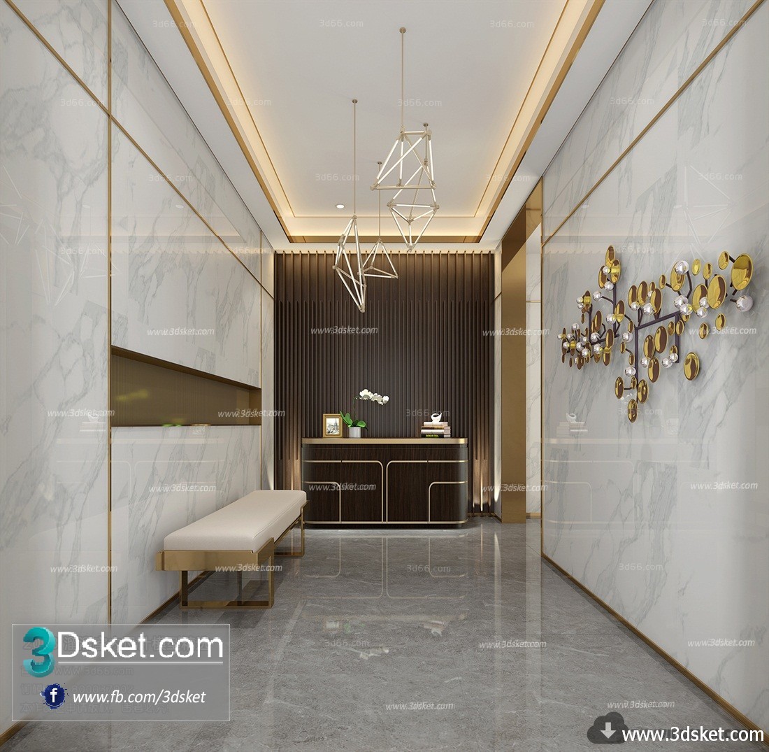 3D Interior Model Reception Space A006 Scene 3dsmax